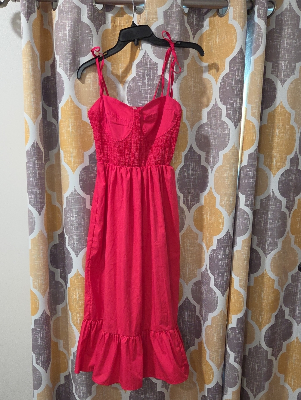 Sunset Pink Tie-Shoulder Midi Dress